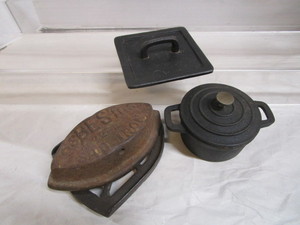 Cast Iron Baking Dish, Grill Press