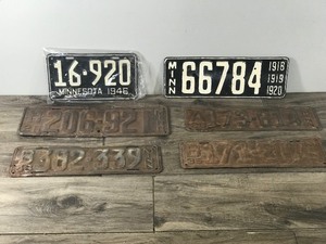 Lot of 6 Vintage License Plates