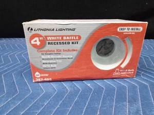 4 White baffle recessed light kit