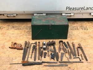 Vintage Metal Box with Vintage Tools