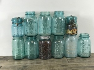 Lot of 11 Vintage Canning Jars - Ball & Atlas