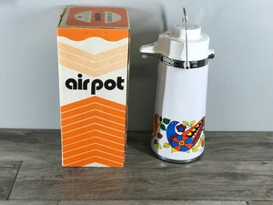 Vintage Airpot Coffee Pot Dispenser with Bird Design and Original Box