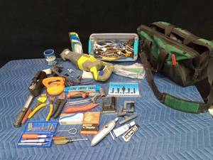 Tool bag of tools and hardware