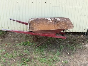 Wheel Barrow with Vintage Metal Wagon Wheel