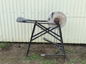 Vintage Pedal-Powered Sharpening Stone Wheel