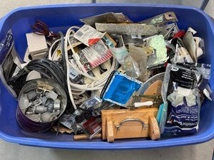 Large Tote of Hardware - Mostly Electrical