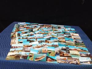 100 Vintage postcards cargo ships and other ships (some with stamps on them)