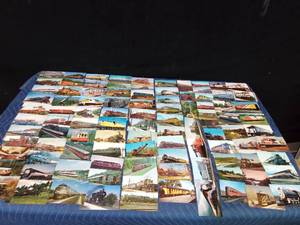 100 Vintage postcards of trains and railroads