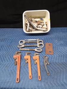 Steel turnbuckle, pipe wrenches, galvanized pipe fittings, brass valve and more