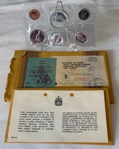 1967 Canada Proof-Like 6 coin uncirculated set - original package with COA and envelope