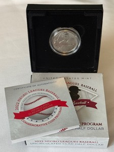 2022 Negro Leagues Soul of Baseball Commemorative Uncirculated Clad Half Dollar - original package with COA