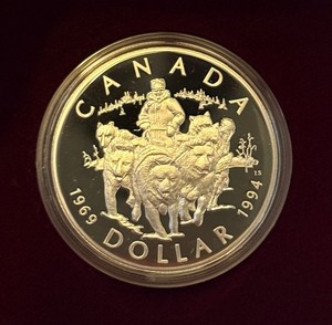 1994 Royal Canadian Proof Silver Dollar (Sled Dog Design) Original Packaging w COA
