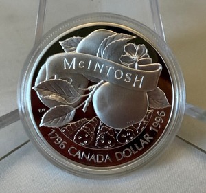 1996 Royal Canadian Proof Silver Dollar - McIntosh Apple Original Packaging w COA