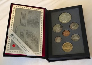 1994 Royal Canadian Double Dollar 7 Coin Proof Set - Dog Sled Patrol Silver Dollar Original Packaging w COA