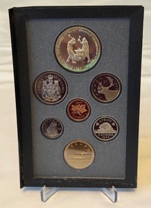 1988 Royal Canadian Double Dollar 7 Coin Proof Set - St. Maruice Forge Silver Dollar Coins and Case only, fire damage evident
