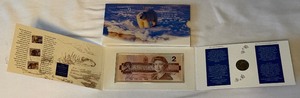 1996 Canadian Uncirculated $2 Coin and Bank Note Set Original Packaging w COA