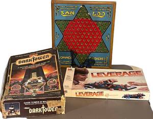 LL - Milton Bradley Dark Tower & Leverage - Northwestern San Lo Chinese Checkers (Lot of 3)