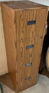 LL - Oak-Veneer 4-Drawer File Cabinet
