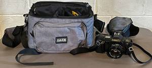 LL - Canon T70 35mm SLR Film Camera with FD 50mm f1.8 Lens & Kata Bag