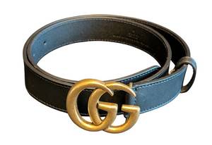 LR - Gucci Marmont Leather Belt Black - Gold Ring Buckle