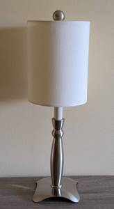 UL - Modern Brushed Metal Table Lamp with Drum Shade