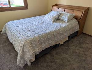 UL - Oak Storage Bed Frame with Headboard