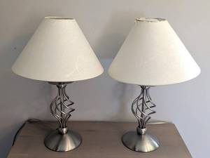 UL - Pair of Brushed Nickel Table Lamps