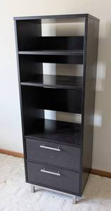 O - Tall Bookcase Tower with 4 Shelves & 2 Drawers