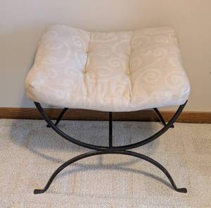 O - Floral Upholstered Ottoman Stool