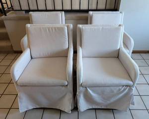 LR - Set of Four Upholstered Dining Chairs on Casters