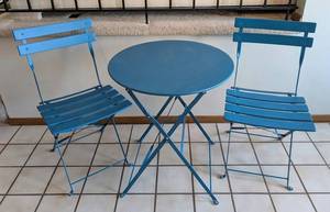 ML - Metal Patio Bistro Table Set with 2 Folding Chairs
