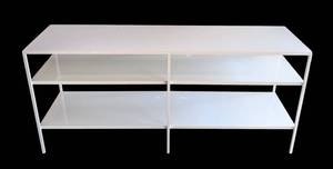 G - White Metal ConsoleBookshelf - Two-Tier Open Shelving