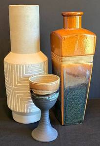 K - Three-Piece Ceramic Vase and Goblet Set