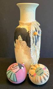 K - Native American Style Vase with Two Ornaments - One Signed Bingo Smith (Lot of 3)