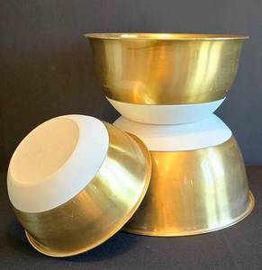 K - Threshold Gold Tone Non Skid Base Stainless Steel Mixing Bowls
