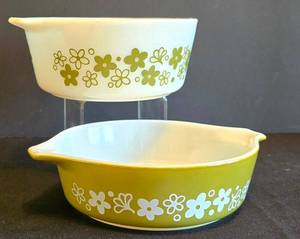 K - Vintage Pyrex Spring Blossom Casseroles - 1 Pint & 2 Pint Uncovered