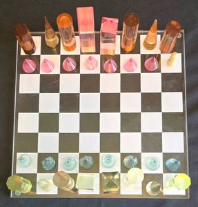 K - Unique Acrylic Chess Set on 12-Inch Board