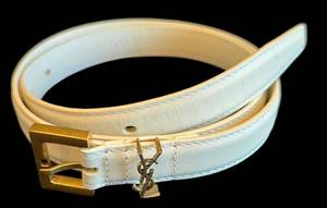 K - Yves Saint Laurent Ivory Leather Belt - Like New