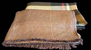K - Assorted Plaid Scarves - Diamond Pattern Wrap & Check Plaid (Lot of 2)