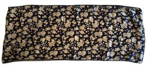 K - Liberty Silk Scarf - Navy Gray Floral Pattern, 100% Silk