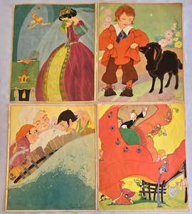 K - Mother Goose Signed Paper Prints (Lot of 4)  Nursery Rhymes
