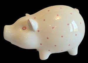K - Tiffany & Co Hand Painted Piggy Bank, Made in Italy