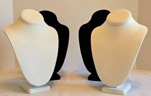 K - 4 Necklace Bust Forms - Black Velvet & Ivory Sateen