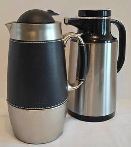 K - Crate & Barrel 442-135 Black Boardroom Carafe & Allgo Stainless Steel Carafe (Lot of 2)