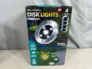 New 4 Pack of LED Solar Disc Landscape Lights