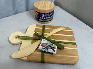 New Bamboo Cheese Board Set, Salt Storage Box