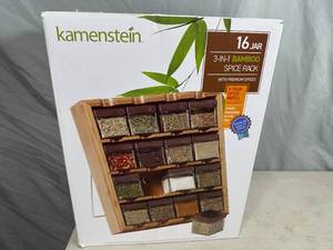 New Kamemstein 16 Jar Bamboo Spice Rack FILLED with Spices