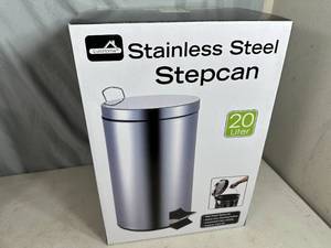 New 20 Liter Stainless Steel Trash Can - Step Style