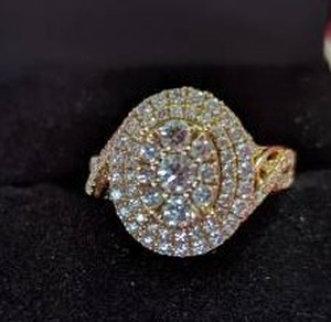 Size 7 1.5 Carat Mined Diamond 14 Carat Gold Cushion Bridal Ring, Never Worn!