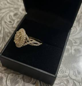 Size 7 1.5 Carat Mined Diamond 14 Carat Gold Cushion Bridal Ring, Never Worn!